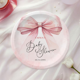 Rosa av vattenfärgen Elegant Bow Baby Shower