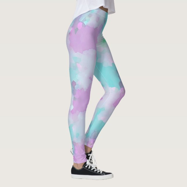 Rosa av vattenfärgen Stil Abstrakt  Aqua Art Leggi Leggings (Höger)