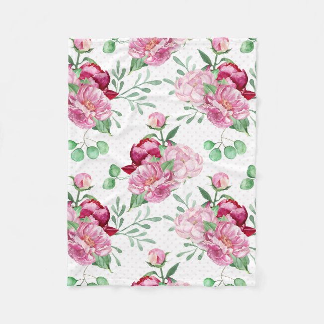 rosa av vattenfärger fleecefilt (Framsidan)