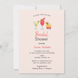 Rosa av vattenfärgscocktail-möhippa meddelande