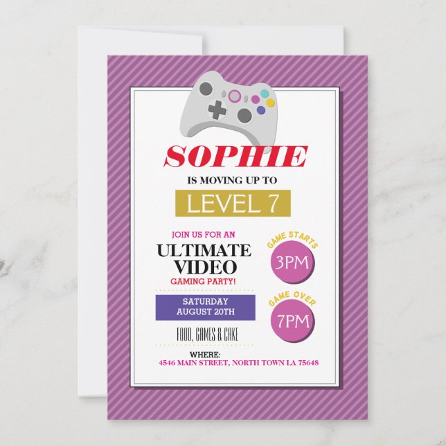 Rosa av videospel i Party Lastbilar Girls Inbjudan (Framsida)