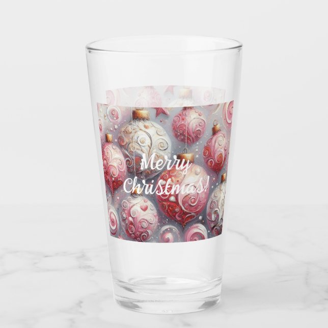 Rosa av vimiskt Julgran-prydnadsföremål Bollar Glaskopp (Framsida)