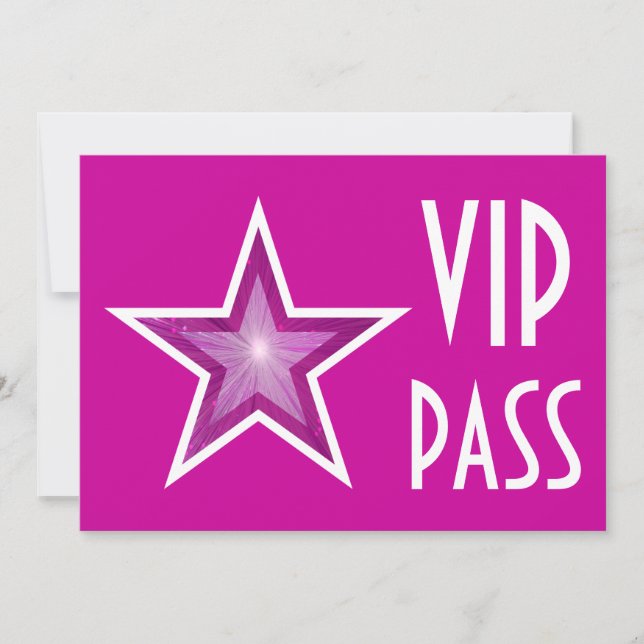 rosa av VIP PASS-inbjudan för Rosa Star Inbjudningar (Framsida)