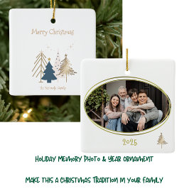 Rosa av vit Grönt och Julgranar Guld Julgransprydnad Keramik