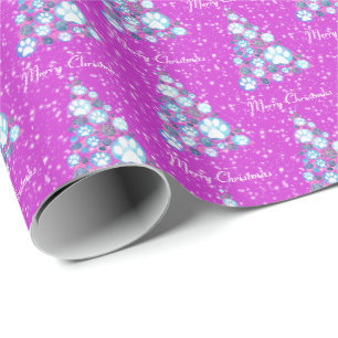 Rosa av vita djur Tass och Rosa av blå Julgran Presentpapper