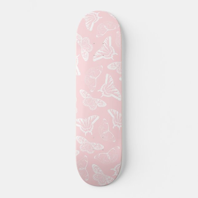 Rosa av vitsmör för elegant mini skateboard bräda 18,5 cm (Framsida)