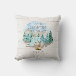 Rosa Äventyr Begin Rustic Birth Stats Flicka Kudde