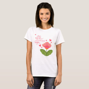 Rosa Äventyr Cute Blommigt Inspiritivity T-Shirt