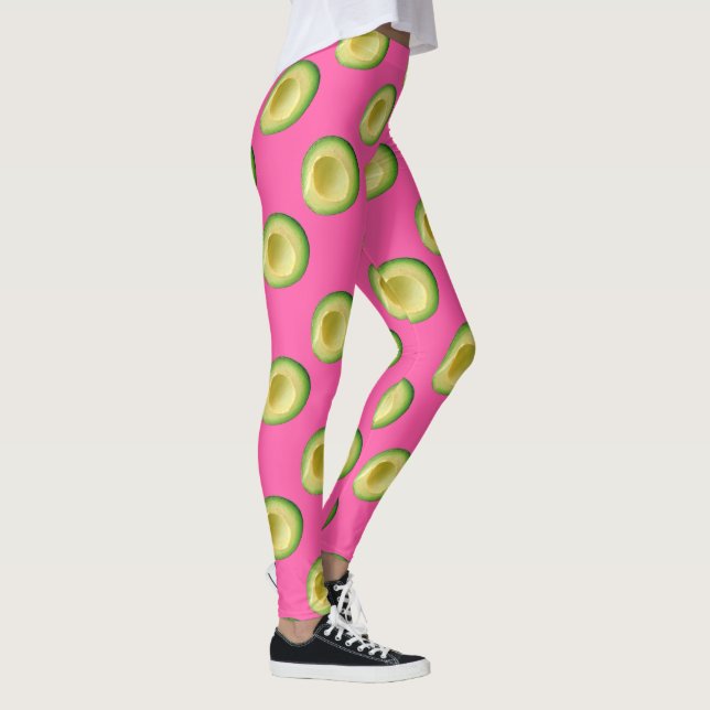 Rosa Avocado Grönt Guacamole Leggings (Höger)