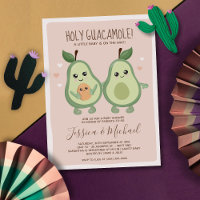 Rosa Avocado Heliga Guacamole Baby Shower-inbjudan