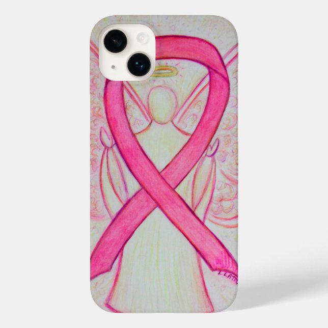 Rosa Awareness Ribbon Angel Anpassningsbar iphone  (Baksida)