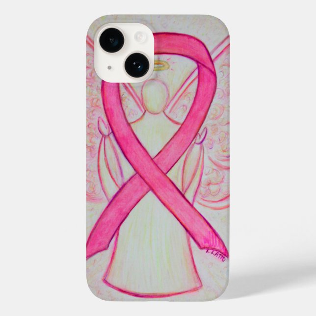 Rosa Awareness Ribbon Angel Anpassningsbar iphone  (Baksida)