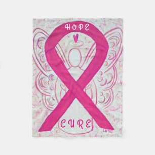 Rosa Awareness Ribbon Angel Breast Cancer Blanket Fleecefilt