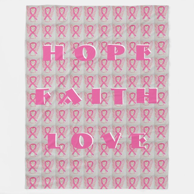 Rosa Awareness Ribbon Angel Chemo Fleece Blanket (Framsidan)