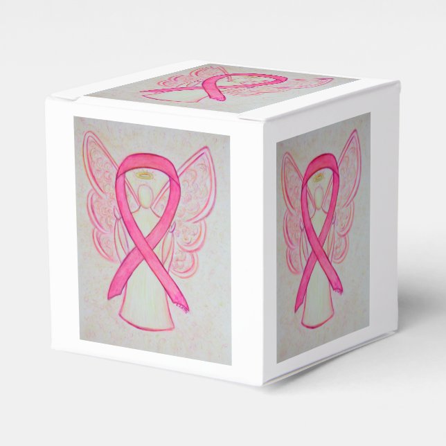 Rosa Awareness Ribbon Angel Party Favoritbox Presentaskar (Framsidan Sidan)