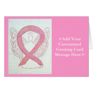 Rosa Awareness Ribbon Angel Personlig Cards Hälsningskort