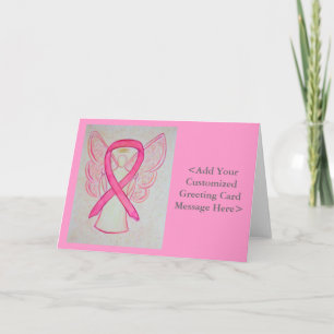 Rosa Awareness Ribbon Angel Personlig Cards Kort