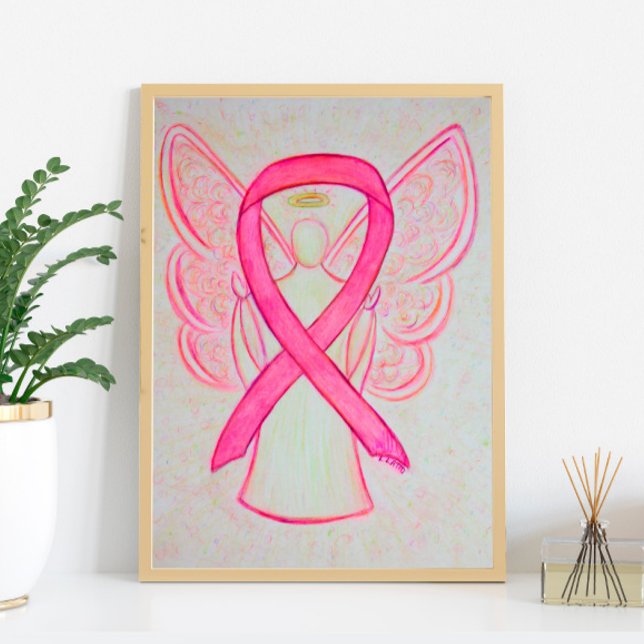 Rosa Awareness Ribbon Angel Poster Art Print (Skapare uppladdad)