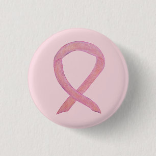 Rosa Awareness Ribbon Anpassningsbar Art Button St Knapp