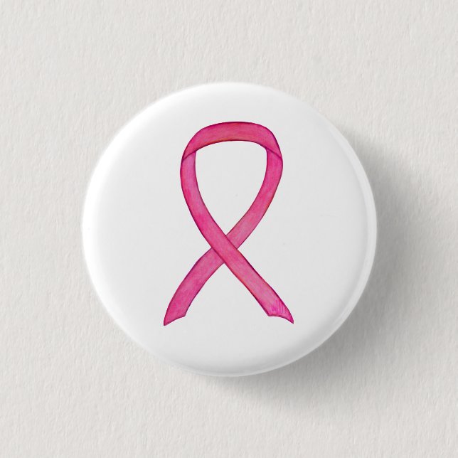 Rosa Awareness Ribbon Anpassningsbar Art Pin Butto Knapp (Framsida)