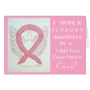 Rosa Awareness Ribbon Anpassningsbar orsakar ängel Hälsningskort