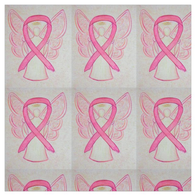 Rosa Awareness Ribbon Breast Cancer Angel Fabric Tyg (Provkarta)