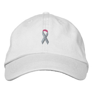 Rosa Awareness Ribbon Broderad Keps