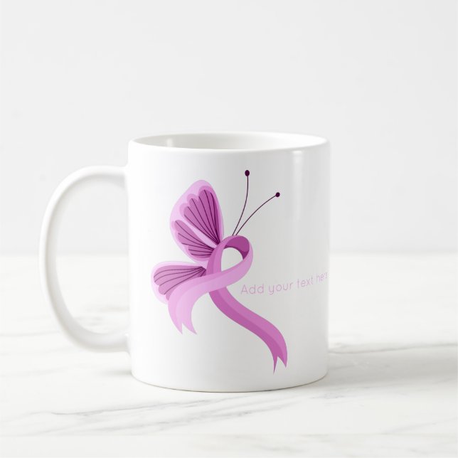 Rosa Awareness Ribbon Butterfly Coffee Mugg (Vänster)
