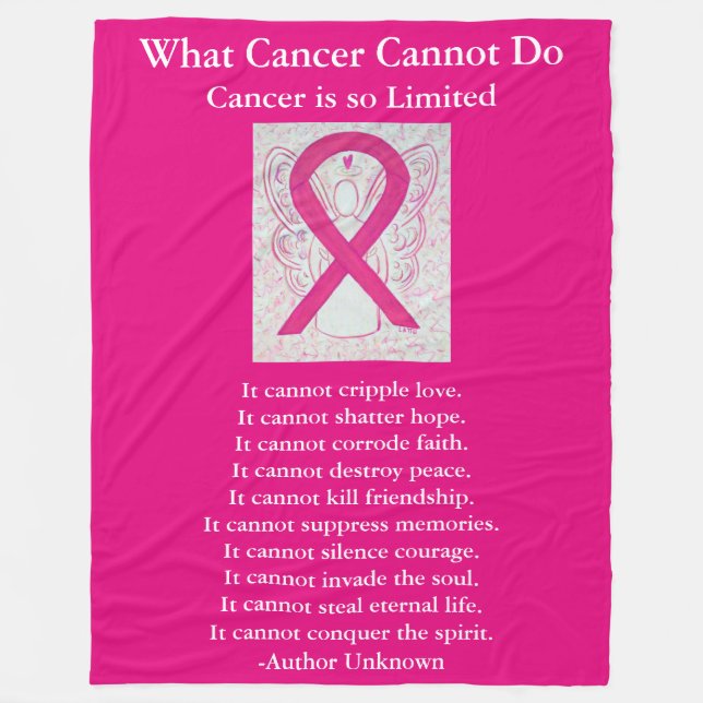Rosa Awareness Ribbon Cancer Angel Chemo Blankets Fleecefilt (Framsidan)