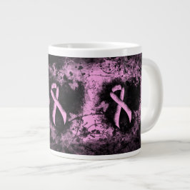 Rosa Awareness Ribbon Grunge Heart Jumbo Mugg