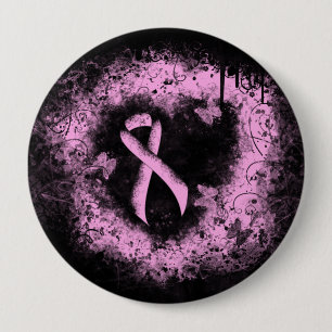 Rosa Awareness Ribbon Grunge Heart Knapp