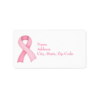 Rosa Awareness Ribbon Labels 0001 Adressetikett