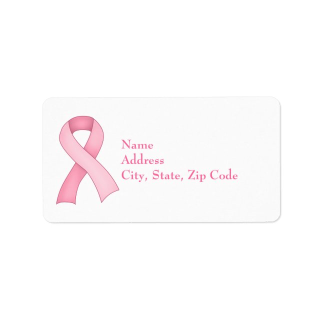 Rosa Awareness Ribbon Labels 0001 Adressetikett (Framsidan)