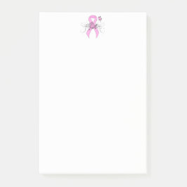 Rosa Awareness Ribbon med Butterfly Post-it Block