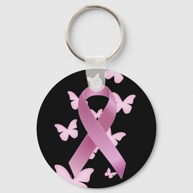 Rosa Awareness Ribbon Nyckelring (Framsida)