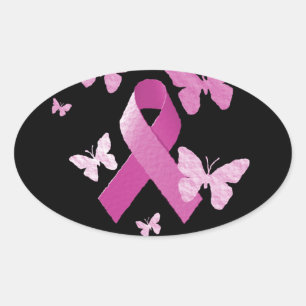 Rosa Awareness Ribbon Ovalt Klistermärke