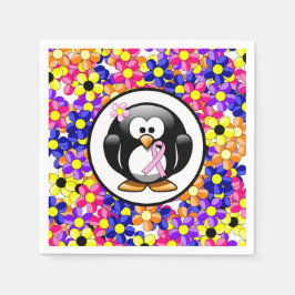 Rosa Awareness Ribbon Penguin Pappersservett