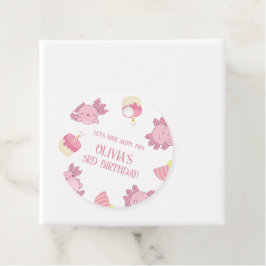 Rosa Axolotl Barns födelsedag Souvenir Gift Gåvor Etiketter