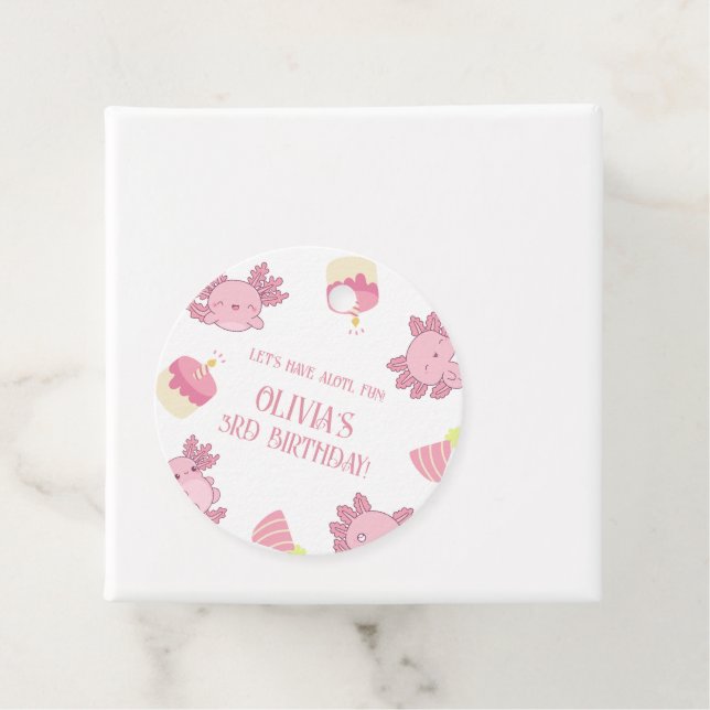 Rosa Axolotl Barns födelsedag Souvenir Gift Gåvor Etiketter (På plats)