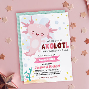 Rosa Axolotl Boy Baby Shower-inbjudan Inbjudningar
