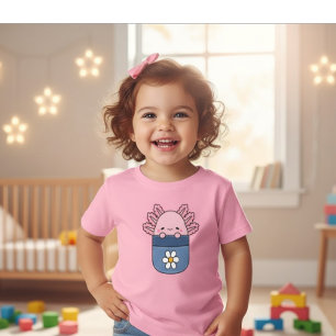Rosa Axolotl-fickblomma flicka t-shirt