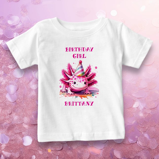 Rosa Axolotl Flickas Födelsedagspresent Personalis T Shirt (Skapare uppladdad)