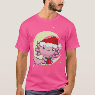 Rosa Axolotl Kawaii White jul Kväll Mexican Sa T Shirt