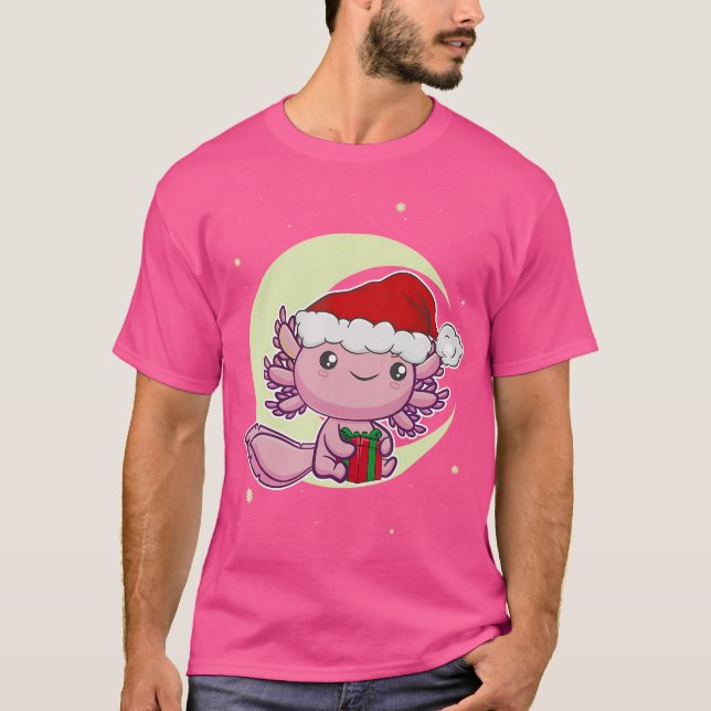 Rosa Axolotl Kawaii White jul Kväll Mexican Sa T Shirt (Framsida)
