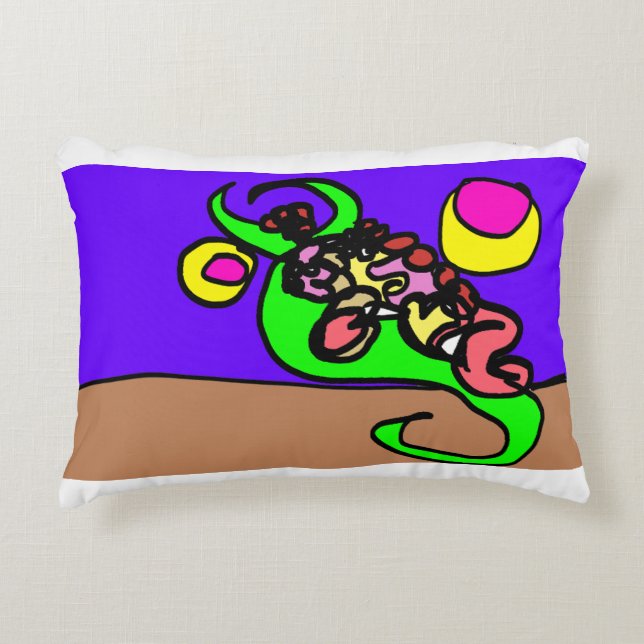 Rosa axolotl-konst prydnadskudde (Framsidan)