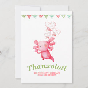 Rosa Axolotl Kul Barnkalas Tack Kort