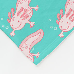 Rosa Axolotl Mönster Fleecefilt