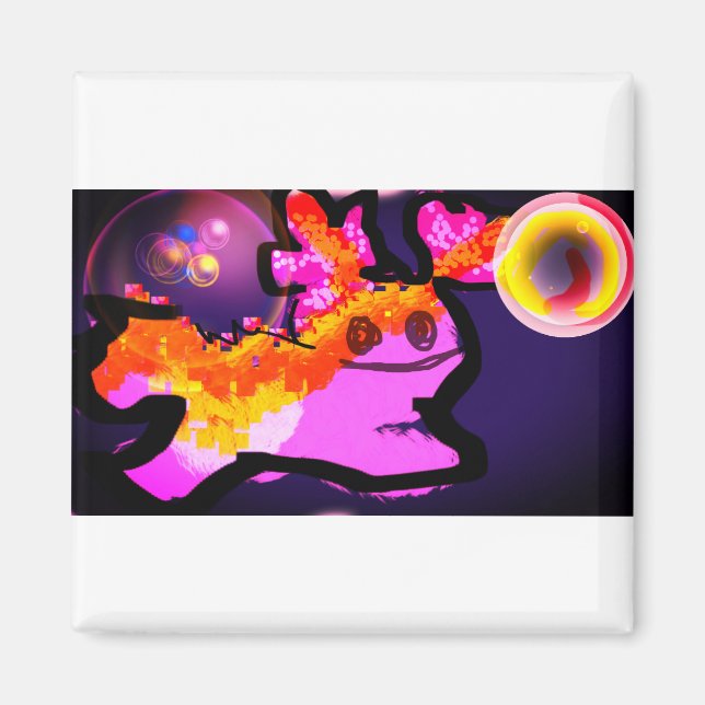 Rosa axolotl-roligt, våg magnet (Framsidan)