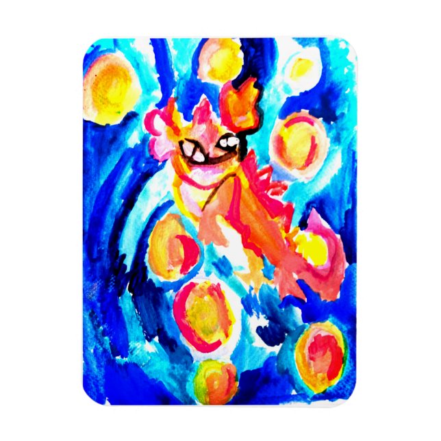 Rosa axolotl Vattenfärg sommar  Magnet (Vertikal)