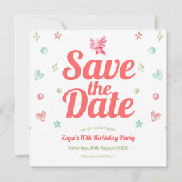 Rosa Axolotl Watercolor Birthday Spara Datumet
